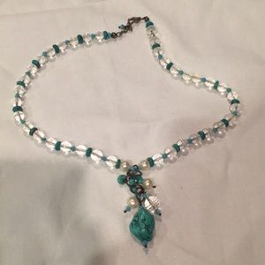 Teal/turquoise colored stone necklace